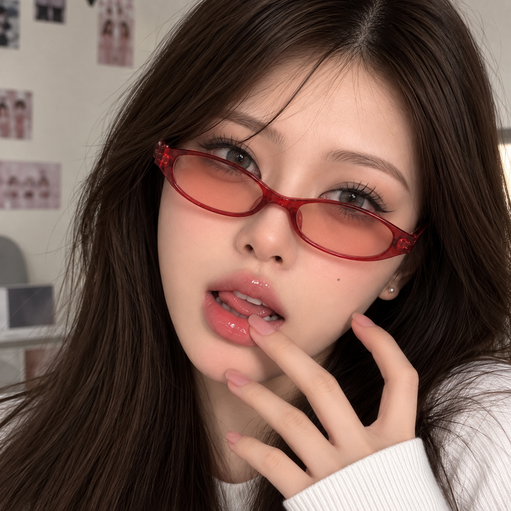 Y2K Retro Red Green Oval Glasses